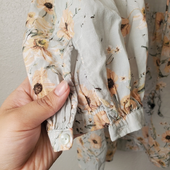 H&M Mint Green Sunflower Boho Flowy Tunic Dress Womens 6 - Picture 4 of 10